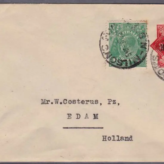 1924 "THREEHALFPENCE" on 2d KGV PSE uprated with ...