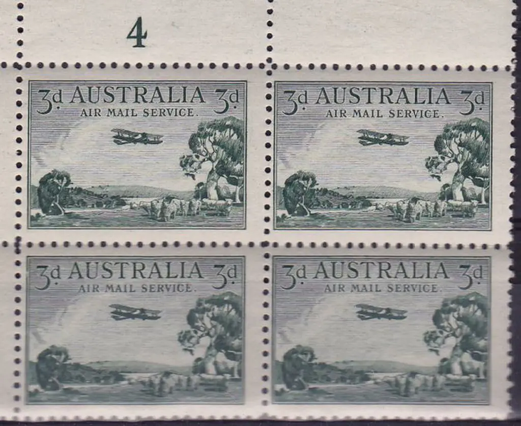 1929 3d Airmail Type B Plate Block of - No. 4. MLH ... Image 1++