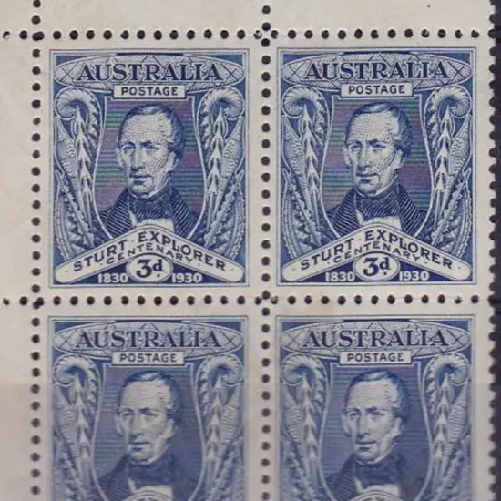 1930 3d Sturt in Plate 1 block of 4. Fine & fresh ...