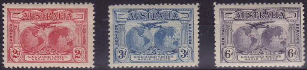 1931 Kingsford Smith set of 3. Fresh MUH SG 121/23 Image 1++