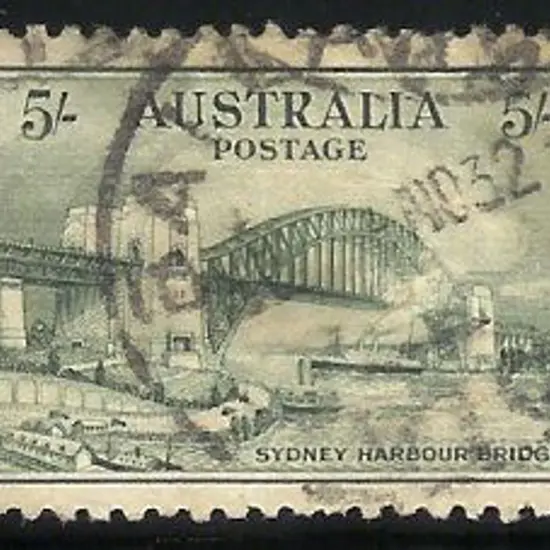 1932 5/- Sydney Harbour Bridge. Heavy used with ...