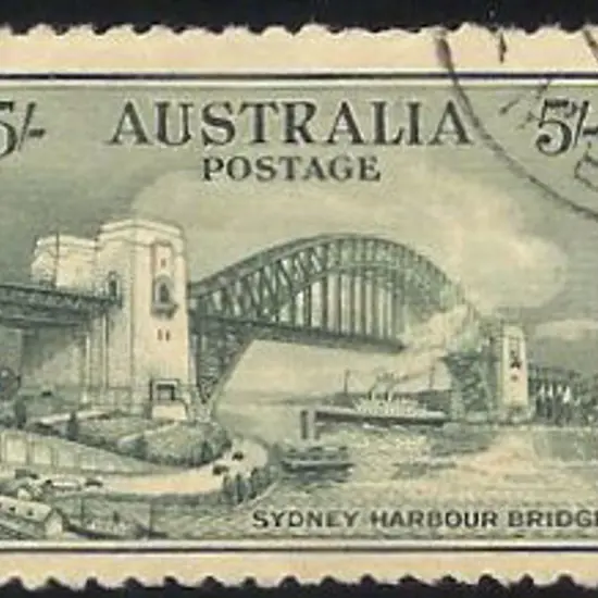 1932 5/- Sydney Harbour Bridge CTO without gum. ...