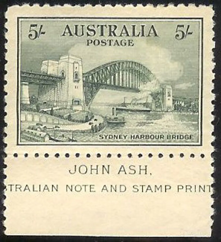 1932 5/- Sydney Harbour Bridge in Ash imprint ... Image 1++