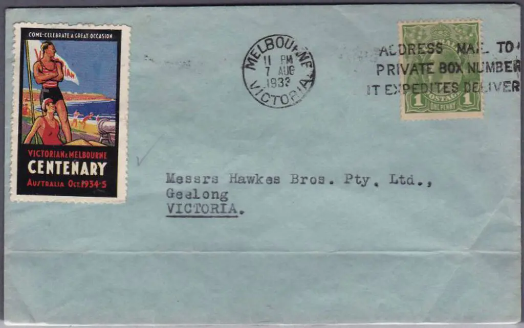 1933 Melbourne-Geelong cover with KGV 1d green ... Image 1++
