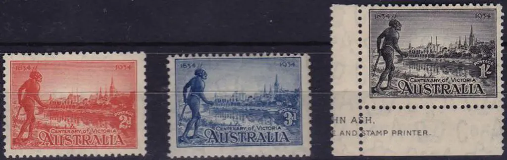 1934 Victoria Centenary Perf. 11½ set of 3. MUH SG ... Image 1++
