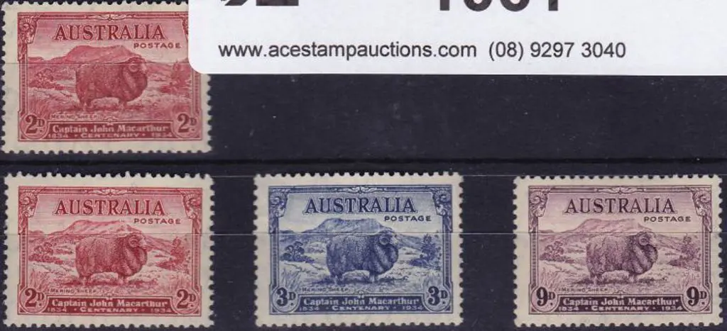 1934 Macarthur set of 4 incl 2d dark hills. Fresh ... Image 1++