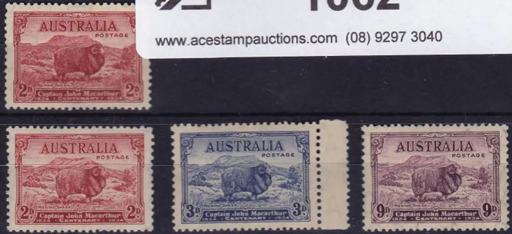 1934 Macarthur set of 4 incl 2d dark hills. Fresh ... Image 1++