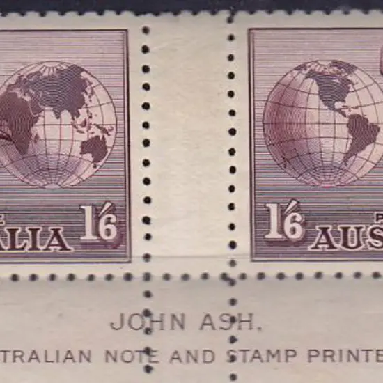 1934 1/6d Hermes no wmk in John Ash imprint pair. ...