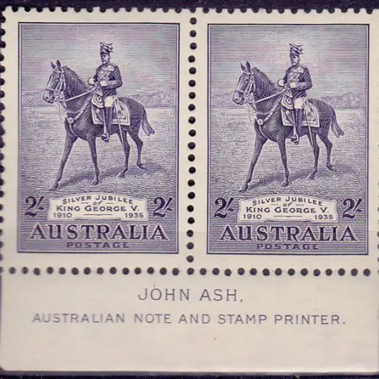 1935 2/- Silver Jubilee imprint pair, stamps MUH, ...