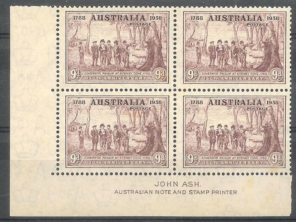 1937 9d NSW Sesquicent in John Ash imprint block ... Image 1++