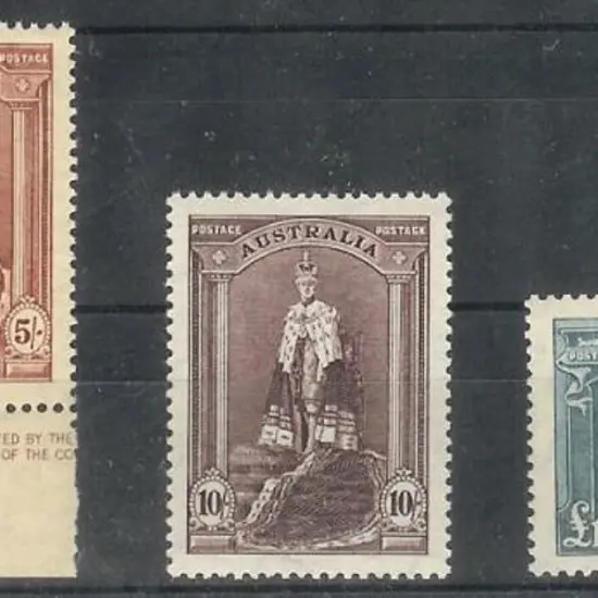 1937/49 Robes set of 3 to £1 on thin paper. 5/- & ...