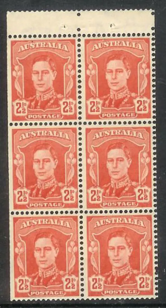 1942 KGVI 2½d scarlet KGV booklet pane of 6 MUH ... Image 1++