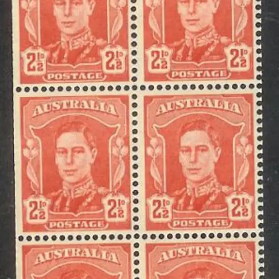 1942 KGVI 2½d scarlet KGV booklet pane of 6 MUH ...