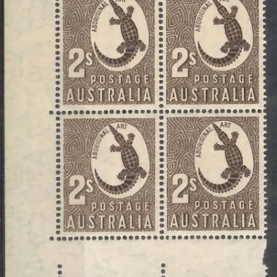 1948 2/- Aboriginal Art - Crocodile with wmk in ...