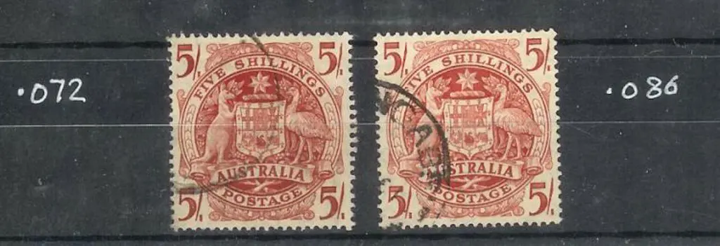 1949 5/- Arms on thin paper measuring 0.072mm by ... Image 1++