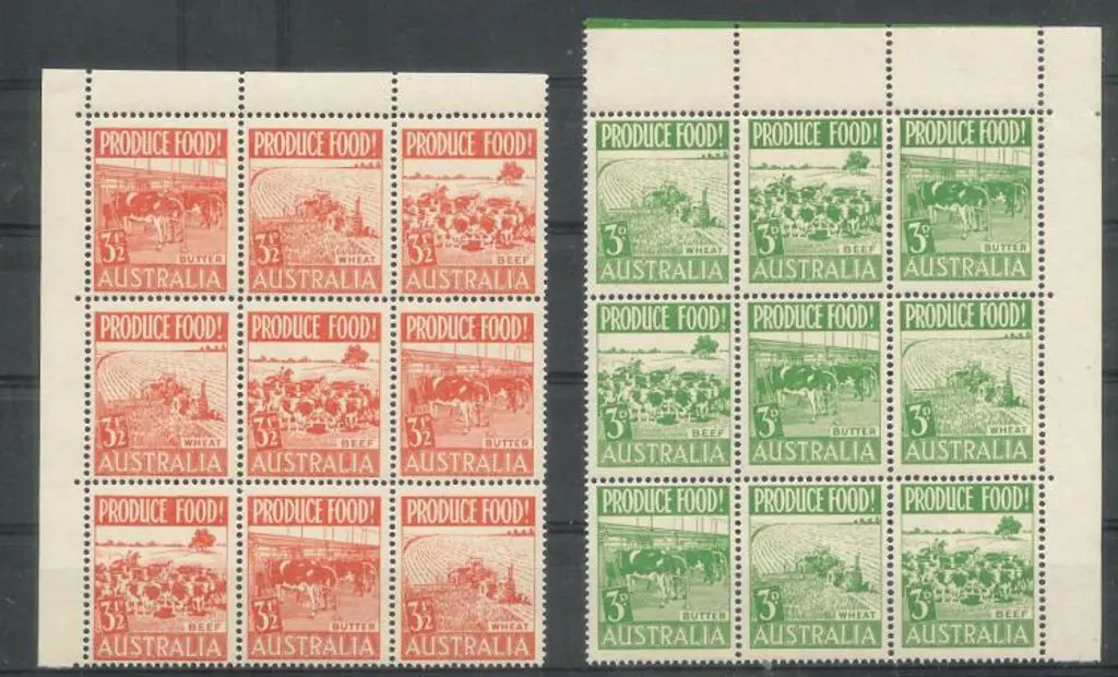 1953 Produce Food corner blocks of 9 MUH. SG ... Image 1++