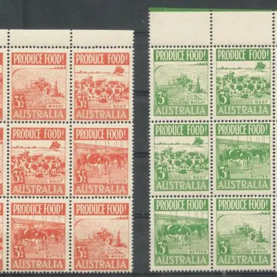 1953 Produce Food corner blocks of 9 MUH. SG ...