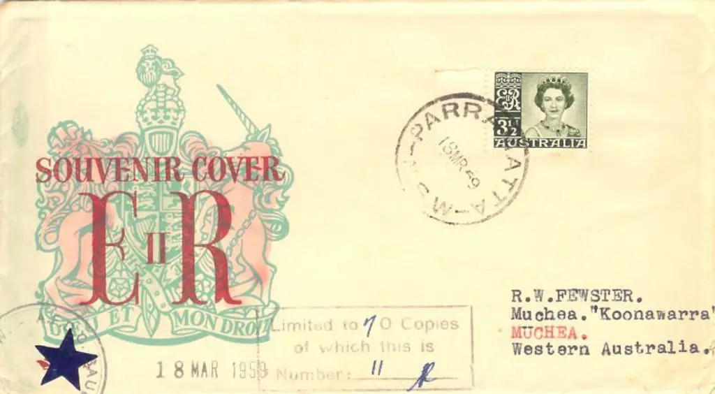1959 (18th Mar) Collinridge Rivett FDC bearing 3½d ... Image 1++