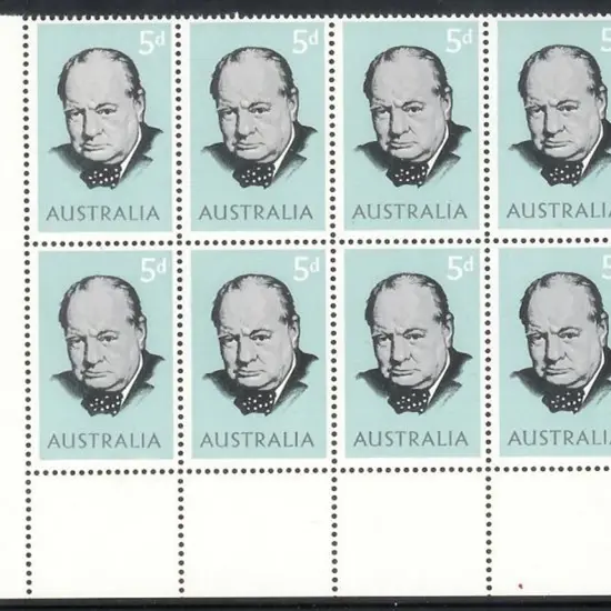 1965 5d Churchill on helecon paper with "re-touch ...