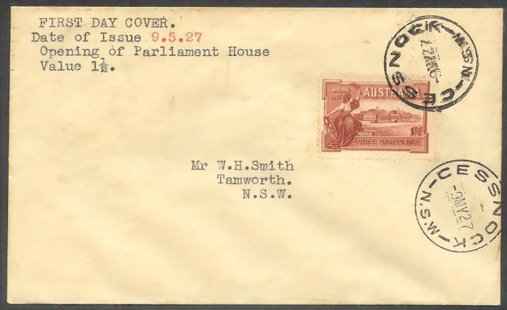 1927 (9th May) 1½d Parliament House plain FDC with ... Image 1++