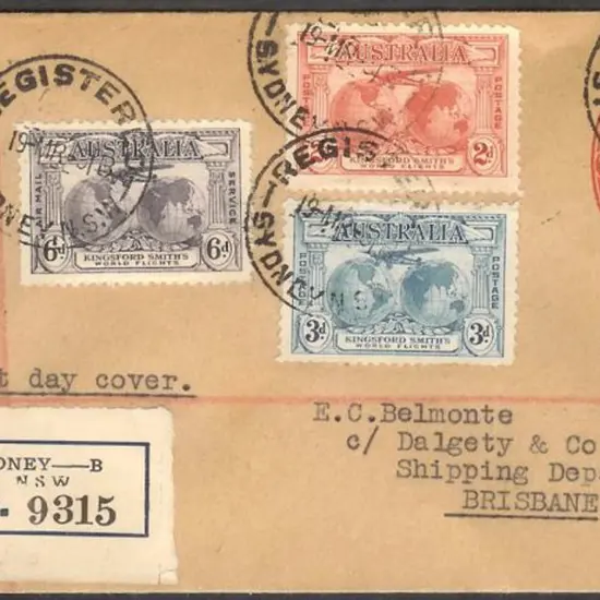 1931 (19th March) Kingsford Smith set of 3 FDC on ...
