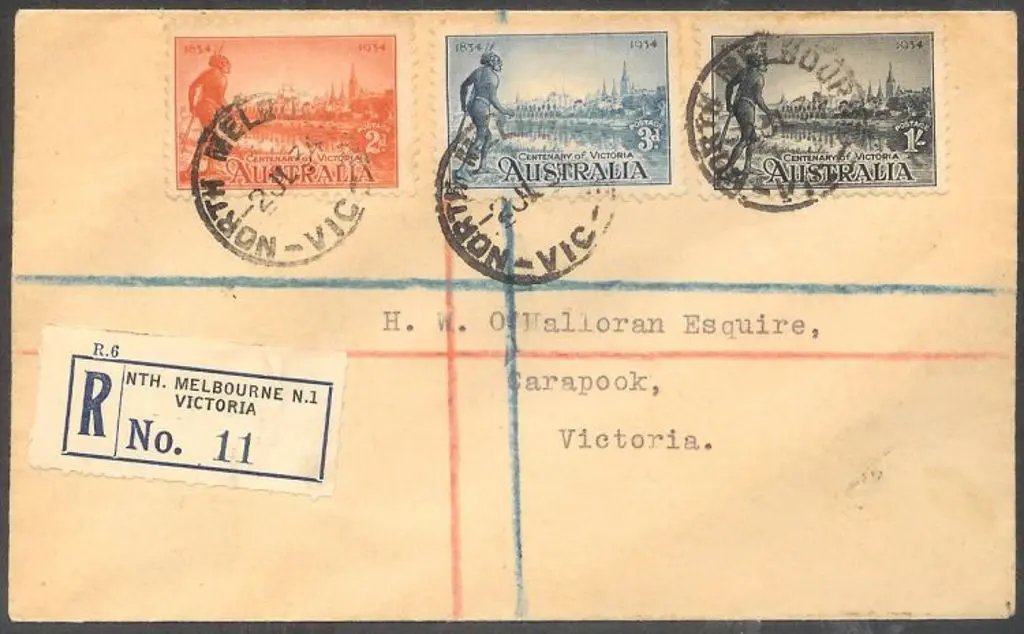 1934 (2nd July) Victoria Centenary set of 3 on ... Image 1++