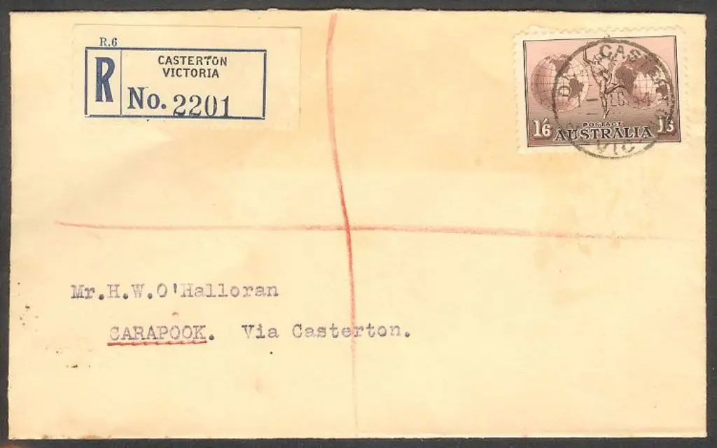 1934 (1st Dec) 1/6d Hermes no wmk on Casterton ... Image 1++