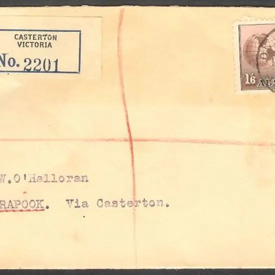 1934 (1st Dec) 1/6d Hermes no wmk on Casterton ...