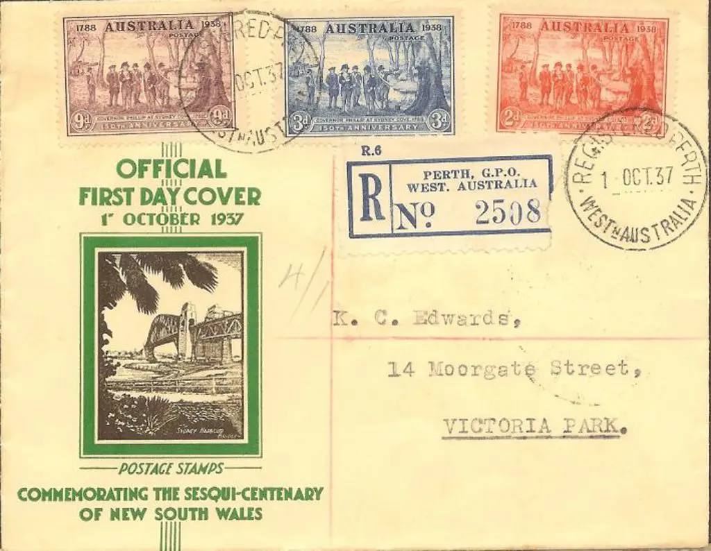 1937 (1st Oct) NSW Sesui-Cent set of 3 FDC on ... Image 1++