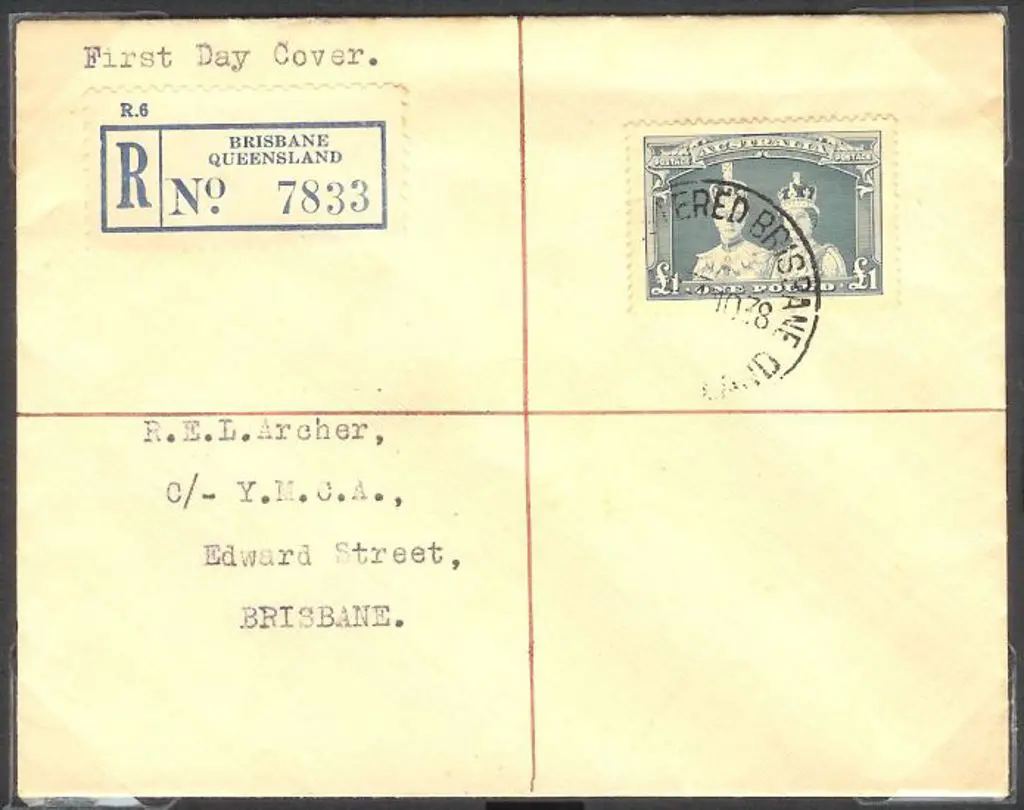 1938 (1st Nov) £1 Robes on thick paper on Brisbane ... Image 1++