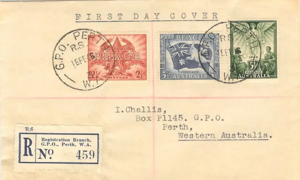 1946 (18th Feb) Peace set of 3 on plain Perth GPO ... Image 1++