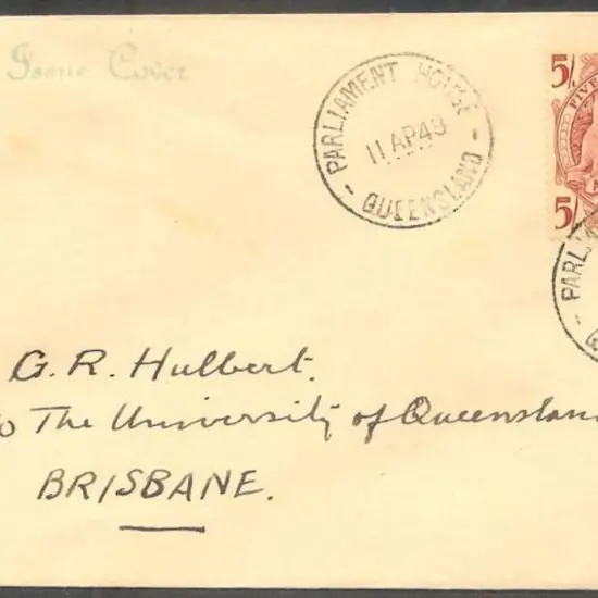 1949 (11th April) 5/- Arms on FDC hand addressed ...
