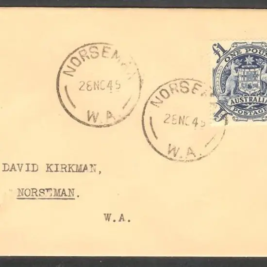 1949 (28th Nov) £1 Arms FDC with Norseman WA cds & ...