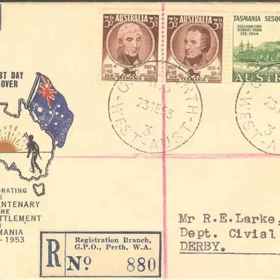 1953 (23rd Sept) Tasmania set of 3 on Challis ...