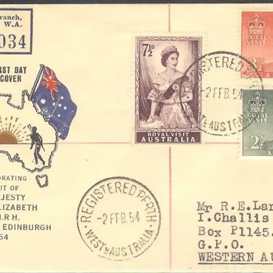 1954 (2nd Sept) Royal Visit set of 3 on Challis ...