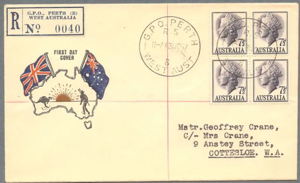 1957 (13th Nov) 7½d purple QEII block of 4 on ... Image 1++