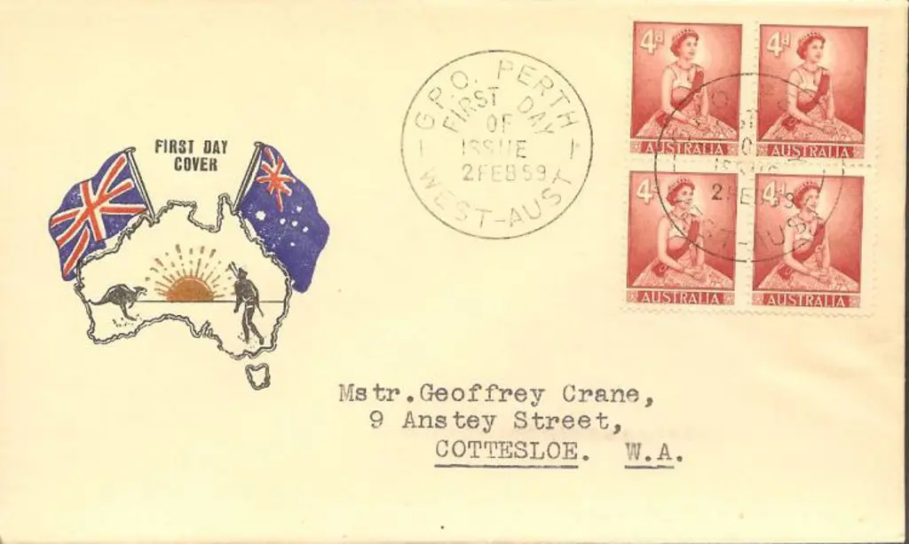 1959 (2nd Feb) 4d lake QEII block of 4 on Challis ... Image 1++