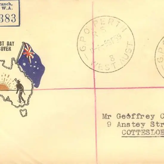 1959 (9th Sept) 2/3d Wattle on cream paper on ...