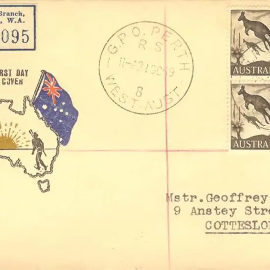 1959 (21st Oct) 9d kangaroo block of 4 on Challis ...