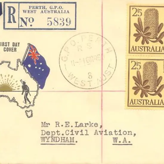 1960 (16th Mar) 2/5d Banksia block of 4 on Challis ...
