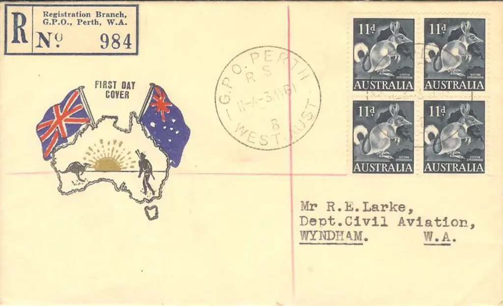 1961 (3rd May) 11d bandicoot block of 4 on Challis ... Image 1++