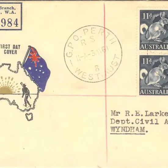 1961 (3rd May) 11d bandicoot block of 4 on Challis ...