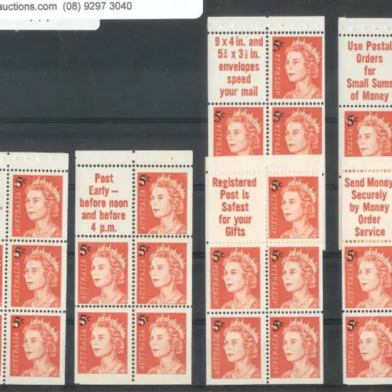 1967 5c on 4c red QEII booklet pane set of 6 ...