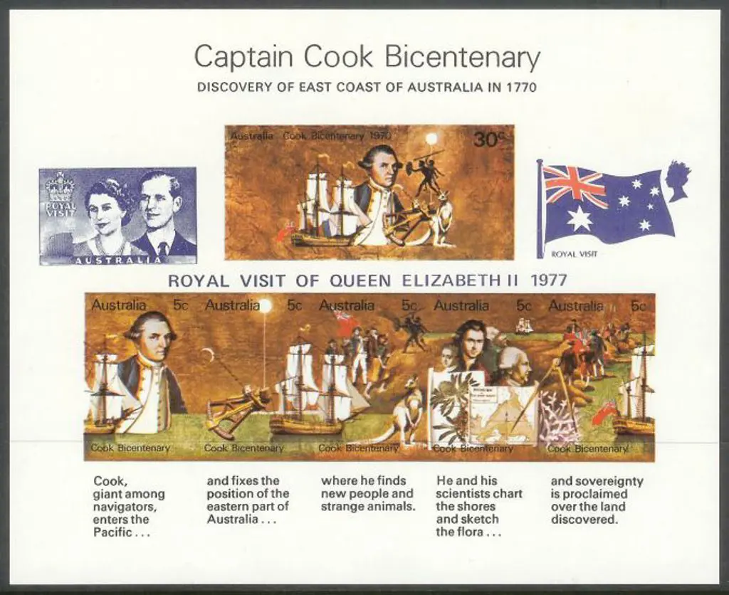 1970 Captain Cook M/S overprinted "ROYAL VISIT OF ... Image 1++