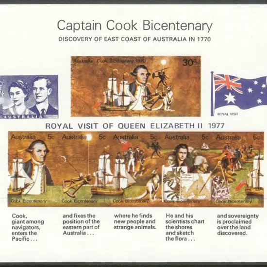 1970 Captain Cook M/S overprinted "ROYAL VISIT OF ...