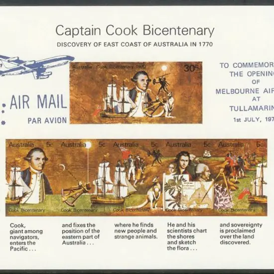 1970 Captain Cook M/S overprinted "TO COMMEMORATE ...