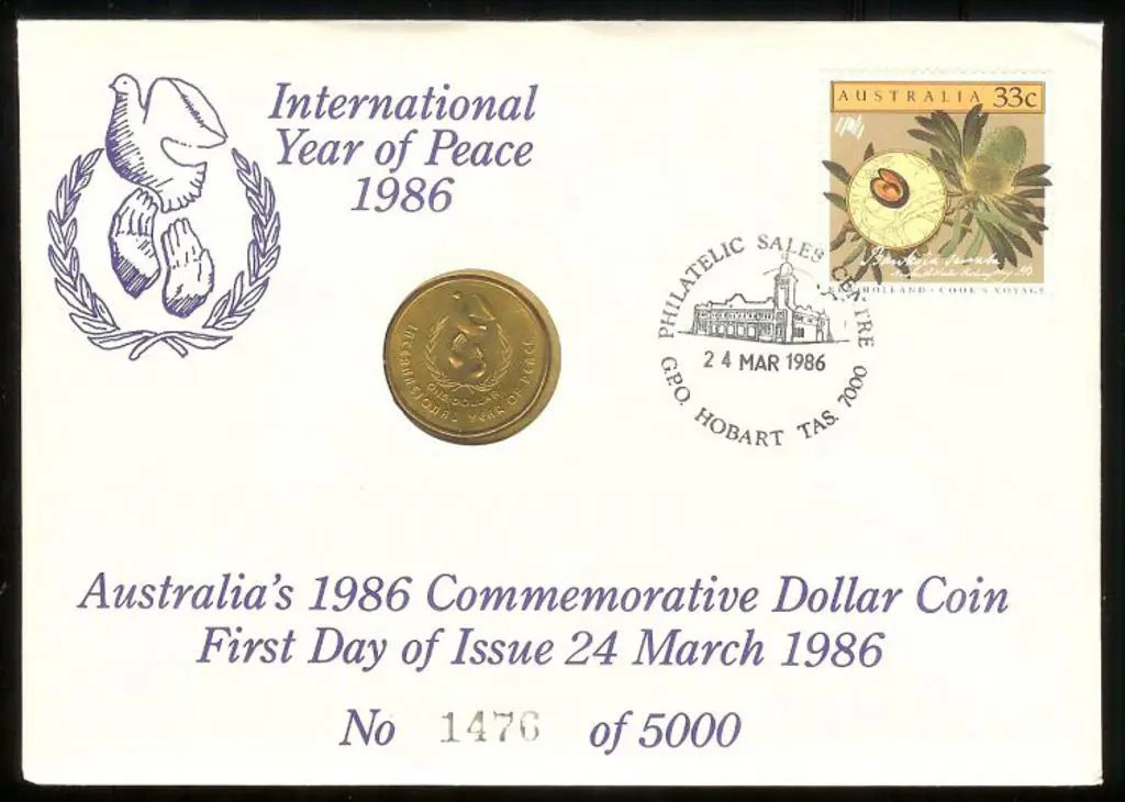 1986 (24th March) Year of Peace PNC $1 Coin FDI ... Image 1++