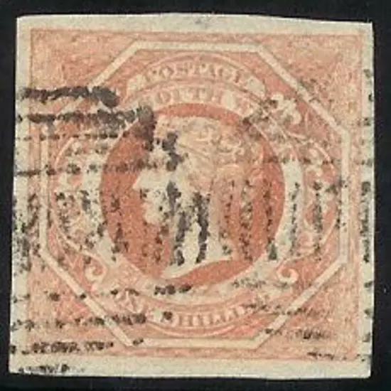 1854/59 1/- pale red QV Large Diadems Wmk, double ...