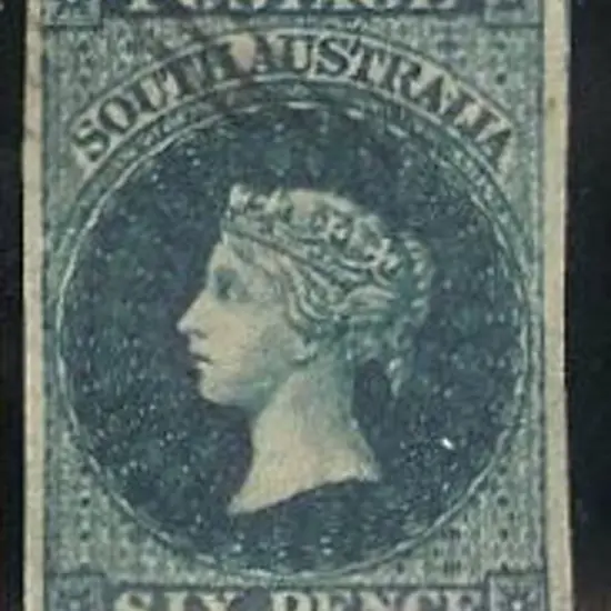 1855 6d deep blue. Light cancel with 4 clear even ...