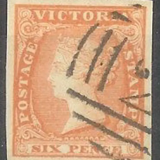 1854/55 6d orange-yellow with 4 large margins. ...
